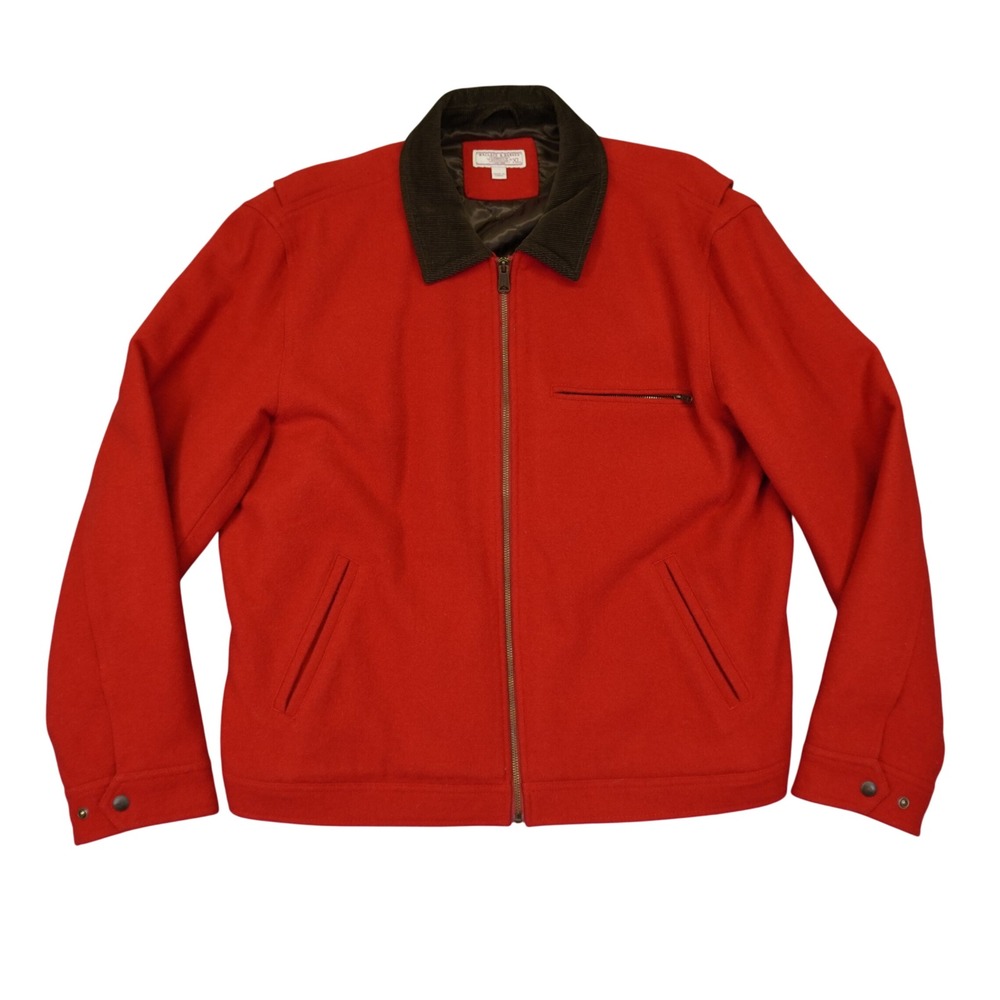 Wallace & Barnes Chore Jacket Men XL Red Wool Blend Barn Detroit Corduroy Collar